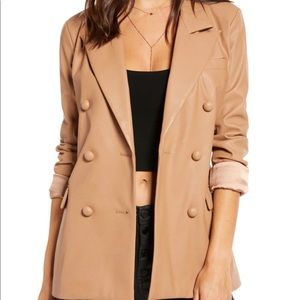 BLANK NYC Faux Leather Camel Blazer